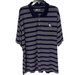 Russell Athletic Northwestern Wildcats Polo Shirt Mens 2XL Purple Striped NCAA
